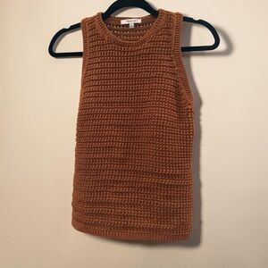 Madewell Crochet-Knit Crewneck Sweater Tank Warm Coffee XL